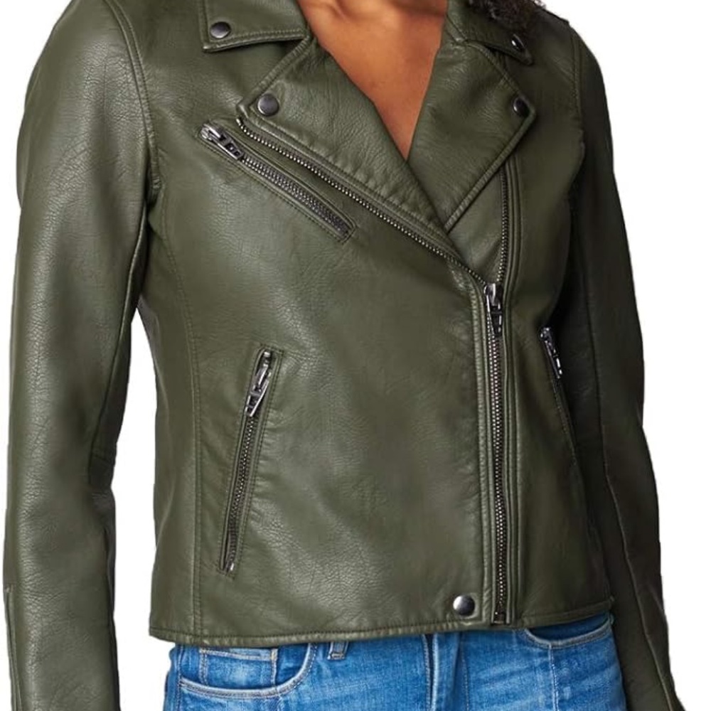 Anthropologie x BLANK NYC Green Vegan Leather Motorcycle Jacket Green XXSP